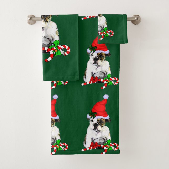 Conjunto De Toalhas Inglês Buldogue Puppy Natal (Insitu)
