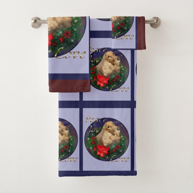 Conjunto De Toalhas Inglês Cocker Spaniel Natal (Insitu)
