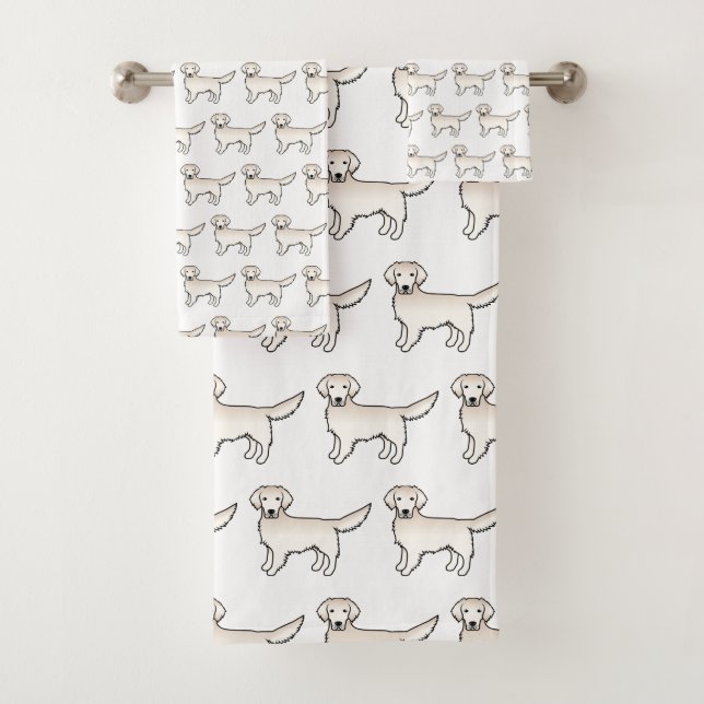 Conjunto De Toalhas Inglês Cream Ouro Retriever Cartoon Dog Padrão (Insitu)