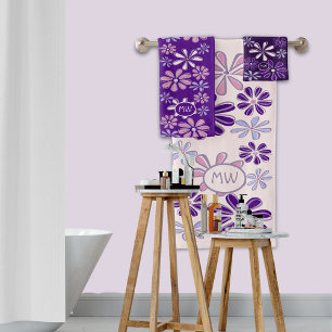 Conjunto De Toalhas Iniciais de Dodô de Flor de Índio Violeta