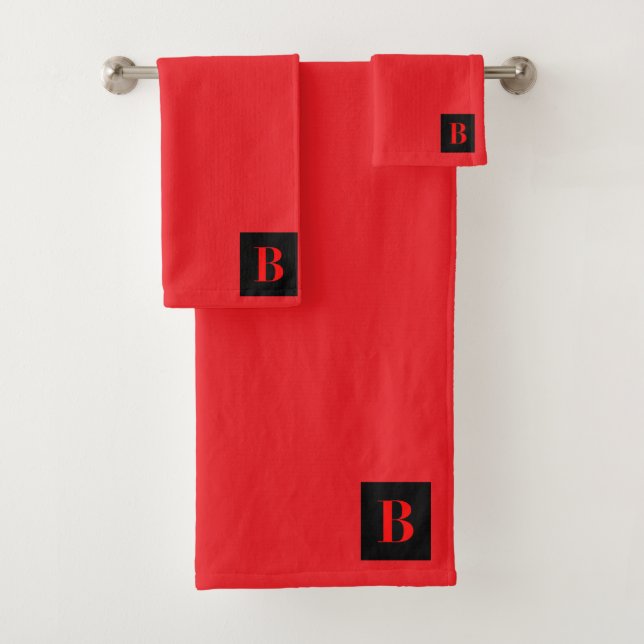 Conjunto De Toalhas Inicial do Monograma B Vermelho  (Insitu)