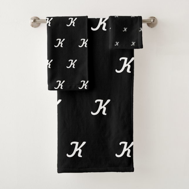 Conjunto De Toalhas Initial Bath Towels (Black & White) (Insitu)