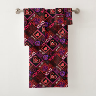 Conjunto De Toalhas Inseto de amor e padrão de coração bonito