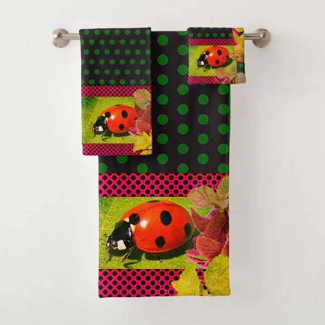 Conjunto De Toalhas Inseto Verde da Fortuna, Ladybug (Insitu)