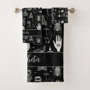 Conjunto De Toalhas Insetos e coisas mágicas B/W
