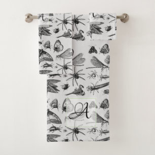 Conjunto De Toalhas INSETOS GÓTICOS Monogramados Insetos de Tinta Dig