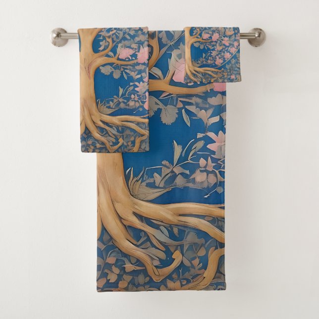 Conjunto De Toalhas Inspirado Em William Morris Árvore Da Vida (Insitu)