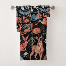 Conjunto De Toalhas  Intricate woodland animals pattern