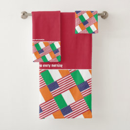 Conjunto De Toalhas IRISH AMERICAN FLAGS Personalizado Scripting RED