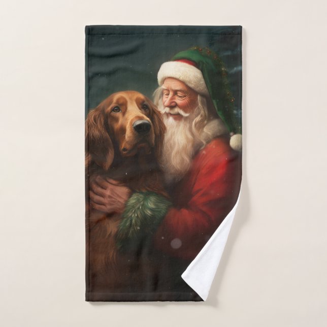 Conjunto De Toalhas Irish Red Setter Papai Noel Natal Festivo (Toalha de mão)