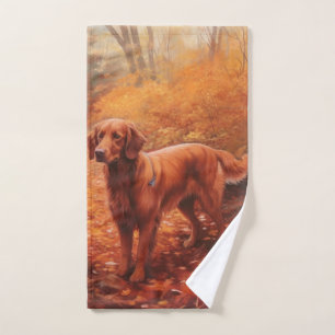 Conjunto De Toalhas Irlandês Red Setter no outono deixa cair inspiraçã