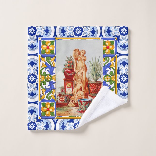 Conjunto De Toalhas Italiano,Arte Siciliana,maióica,azulejos,arte barr (Pano de lavar)