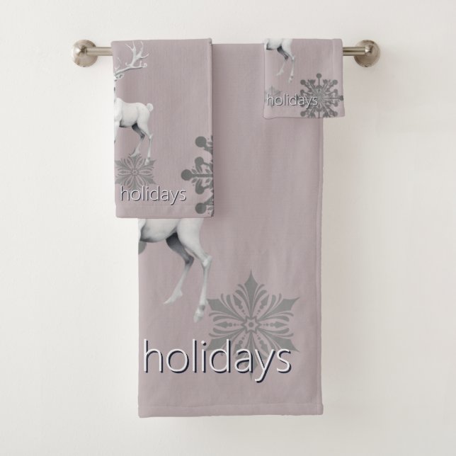 Conjunto De Toalhas Ivory Reindeer Christmas | Cor de Rosa (Insitu)
