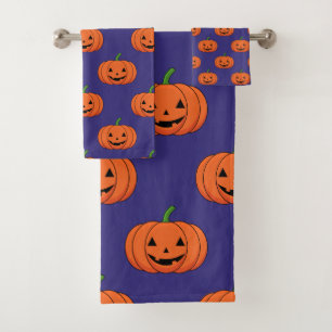 Conjunto De Toalhas Jack-O-Lanterna Pumpkin Padrão de Halloween