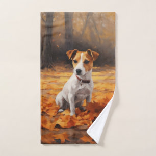 Conjunto De Toalhas Jack Russell no outono deixa cair inspiração