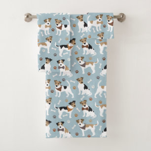 Conjunto De Toalhas Jack Russell Terrier Paws e Ossos
