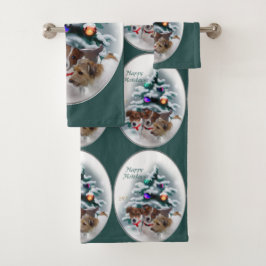 Conjunto De Toalhas Jack Russell Terrier Trio de Natal