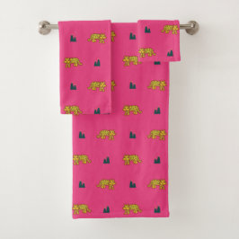 Conjunto De Toalhas Jaguar pattern towel set: pink