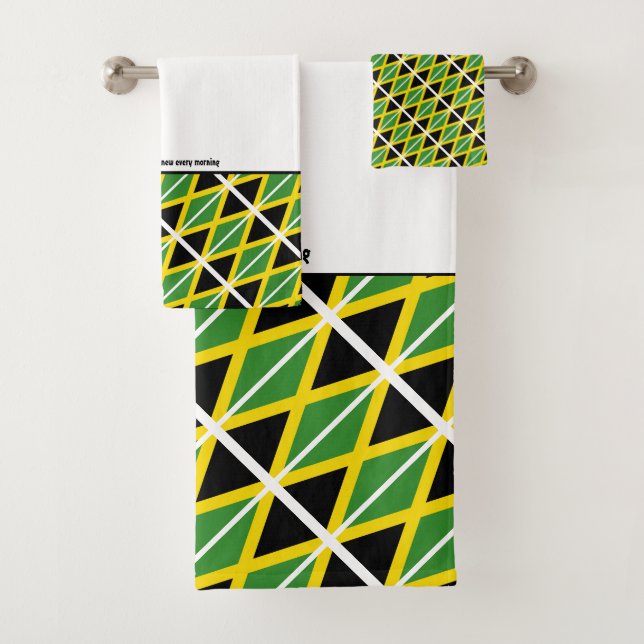 Conjunto De Toalhas JAMAICA FLAG - Escritura Personalizada BRANCA (Insitu)