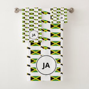 Conjunto De Toalhas JAMAICAN MAP Jamaica Flag Monograma
