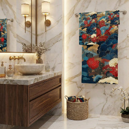 Conjunto De Toalhas Japanese Inspired Luxury Floral Art