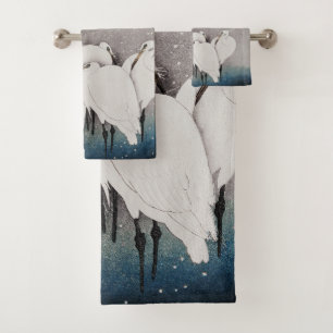 Conjunto De Toalhas Japonês Egreans Bird Winter Snow Art