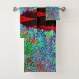 Conjunto De Toalhas Jardim Abstrato Colorido com Crimson Sunset