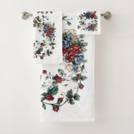 Conjunto De Toalhas Jardim Americano Rosas Patriotas