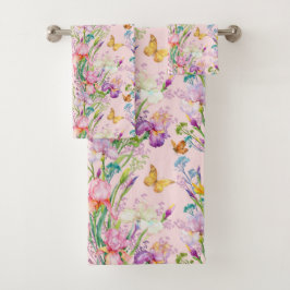 Conjunto De Toalhas Jardim Cor-de-Rosa