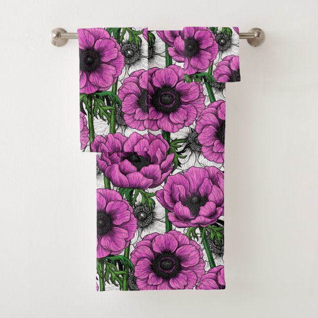 Conjunto De Toalhas Jardim de anêmona rosa (Insitu)