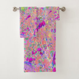 Conjunto De Toalhas Jardim de Aquarelas Sunrise com Flores Roxas