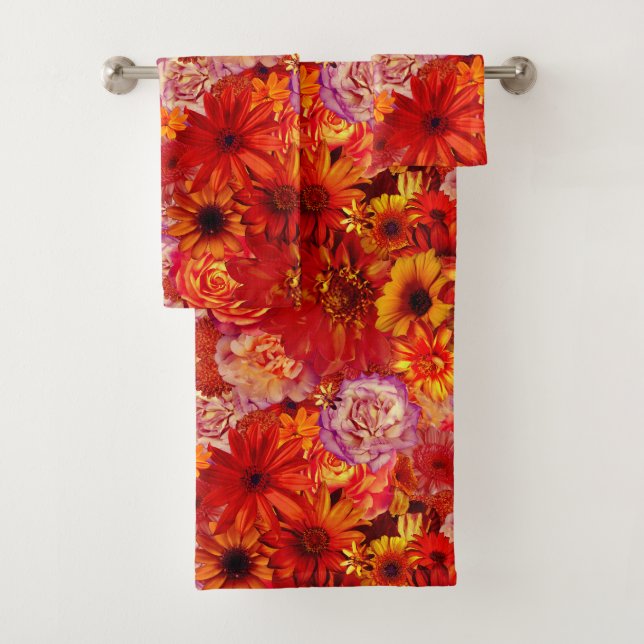 Conjunto De Toalhas Jardim de Campo de Flor Laranja Feliz (Insitu)