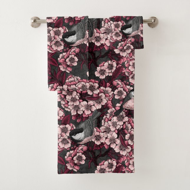 Conjunto De Toalhas Jardim de cereja noturno (Insitu)