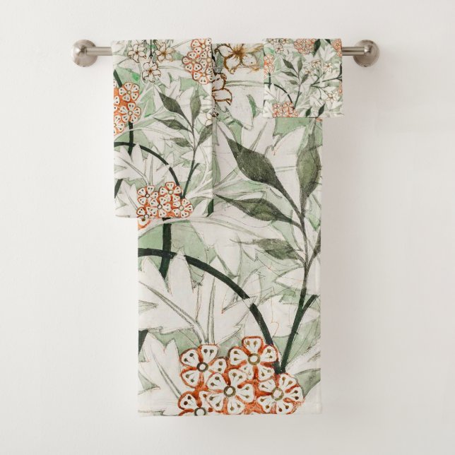 Conjunto De Toalhas Jardim de Jasmim William Morris Flor Clássica (Insitu)