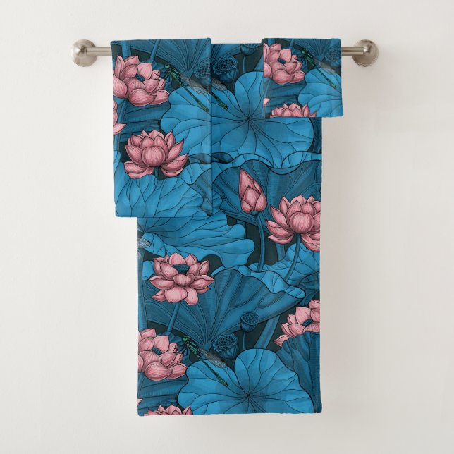 Conjunto De Toalhas Jardim de lótus noturno (Insitu)