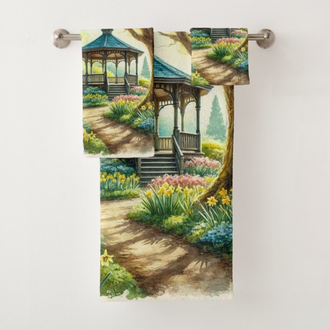 Conjunto De Toalhas Jardim de Primavera Narcisos Aquarela (Insitu)