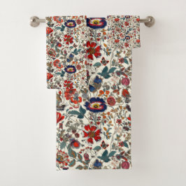 Conjunto De Toalhas Jardim Floral em Reds e Blues Escuros