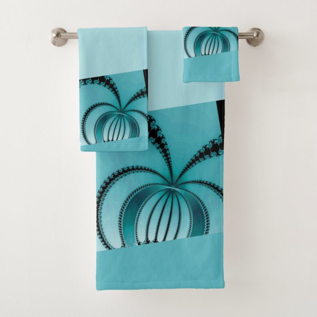 Conjunto De Toalhas Jardim Fractal azul (Insitu)