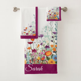 Conjunto De Toalhas Jardim Roxo Blooming