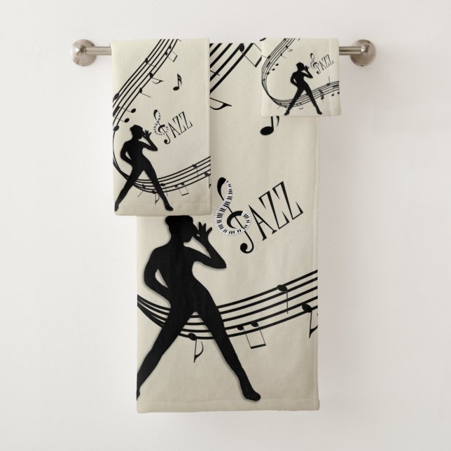 Conjunto De Toalhas Jazz Dance Ouro Music Bath Towel Set (Insitu)