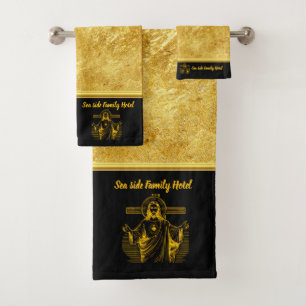 Conjunto De Toalhas Jesus Dourado Design para as Escadas Pacíficas