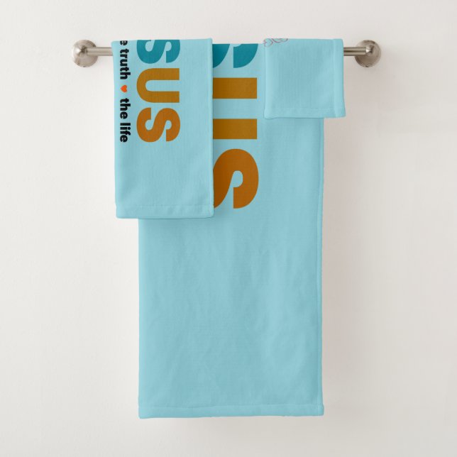 CONJUNTO DE TOALHAS JESUS. O CAMINHO, A VERDADE, A VIDA. (Insitu)