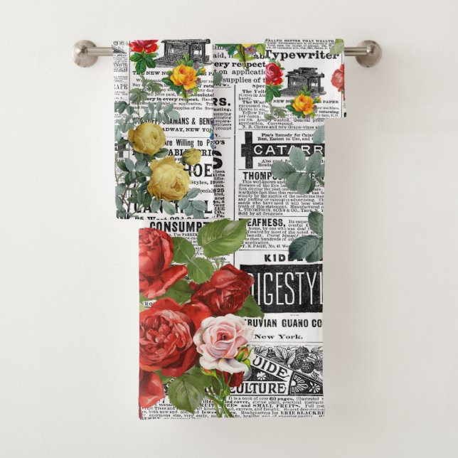 Conjunto De Toalhas * Jornal de impressora para flores florais AR23 (Insitu)