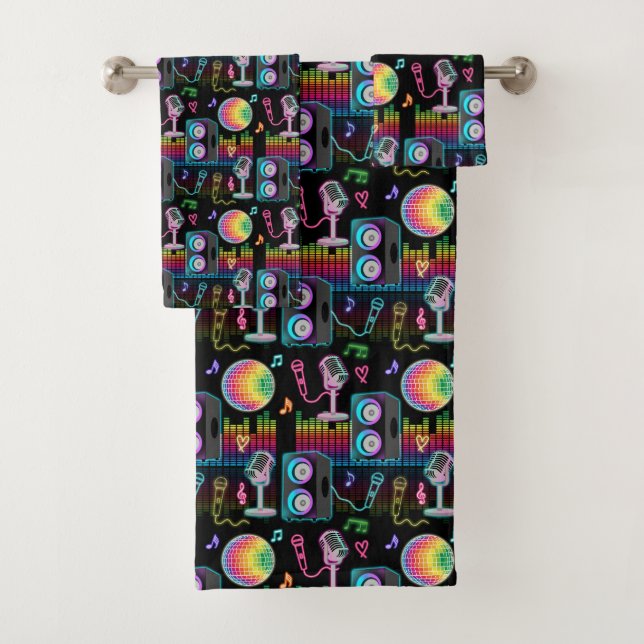 Conjunto De Toalhas Karaoke Neon Glow Singing Music Party (Insitu)