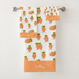 Conjunto De Toalhas Kawaii pattern of fun carrots