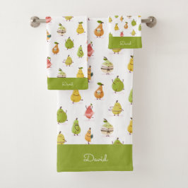 Conjunto De Toalhas Kawaii pattern of funny pears