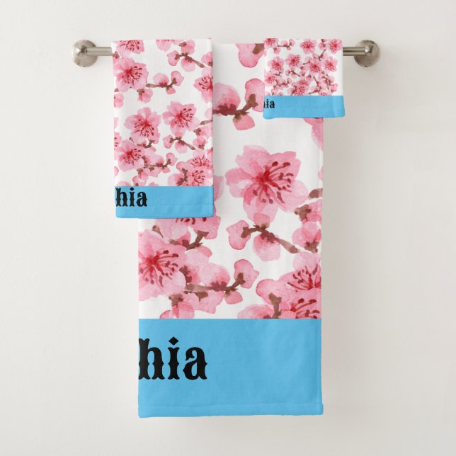 Conjunto De Toalhas kawaii pink cherry blossoms (Insitu)
