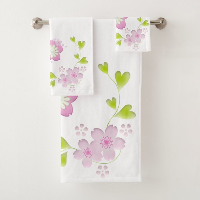 Conjunto De Toalhas Kawaii Style Sakura Cherry Tree Blossom (Insitu)