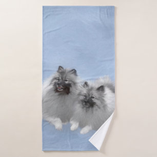 Conjunto De Toalhas Keeshond Pair de Kees pintando Arte Animal Origina