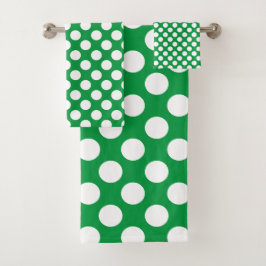 Conjunto De Toalhas Kelly Green: Grande padrão de Bolinhas branca